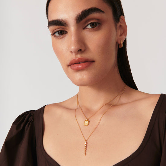 Articulated Reversible Beaded Stone Drop Pendant Necklace | 18ct Gold Plated Vermeil/Cubic Zirconia Necklaces Missoma 