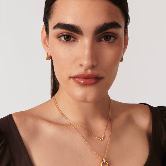Articulated Reversible Beaded Stone Floating Necklace | 18ct Gold Plated Vermeil/Cubic Zirconia Necklaces Missoma 