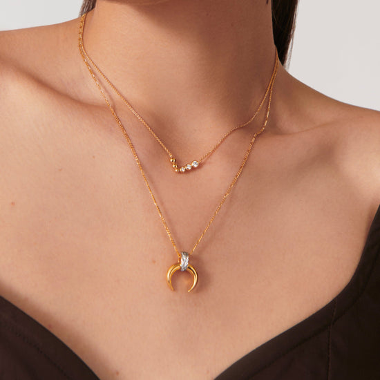 Articulated Reversible Beaded Stone Floating Necklace | 18ct Gold Plated Vermeil/Cubic Zirconia Necklaces Missoma 