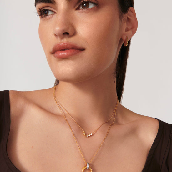 Articulated Reversible Beaded Stone Floating Necklace | 18ct Gold Plated Vermeil/Cubic Zirconia Necklaces Missoma 