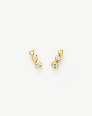 Articulated Triple Stone Stud Earrings | 18ct Gold Plated Vermeil/Cubic Zirconia Earrings Missoma 