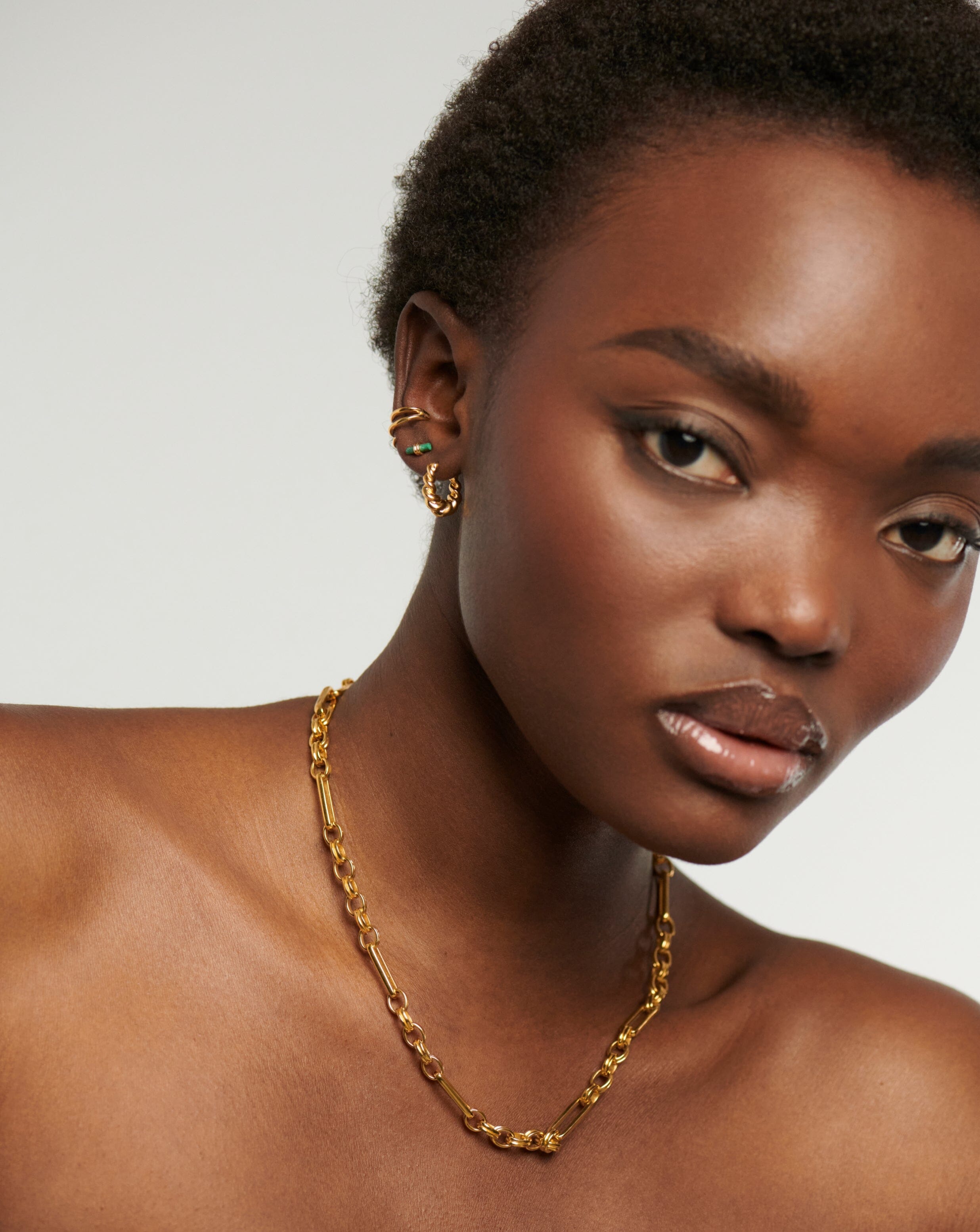 Bar Stud Earrings | 18ct Gold Plated Vermeil/Malachite Earrings Missoma 