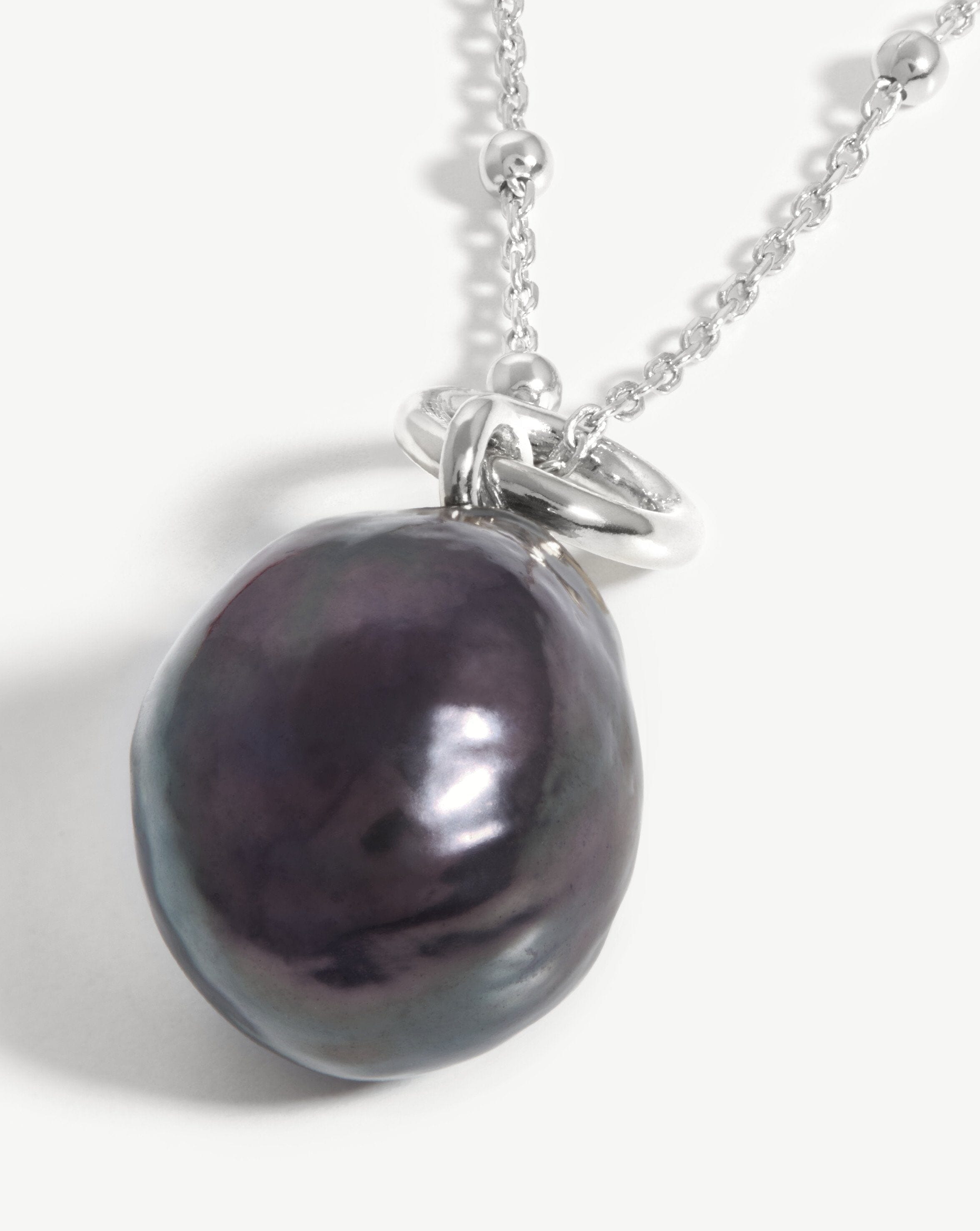 Baroque Pearl Chain Necklace | Sterling Silver/Grey Pearl Necklaces Missoma 