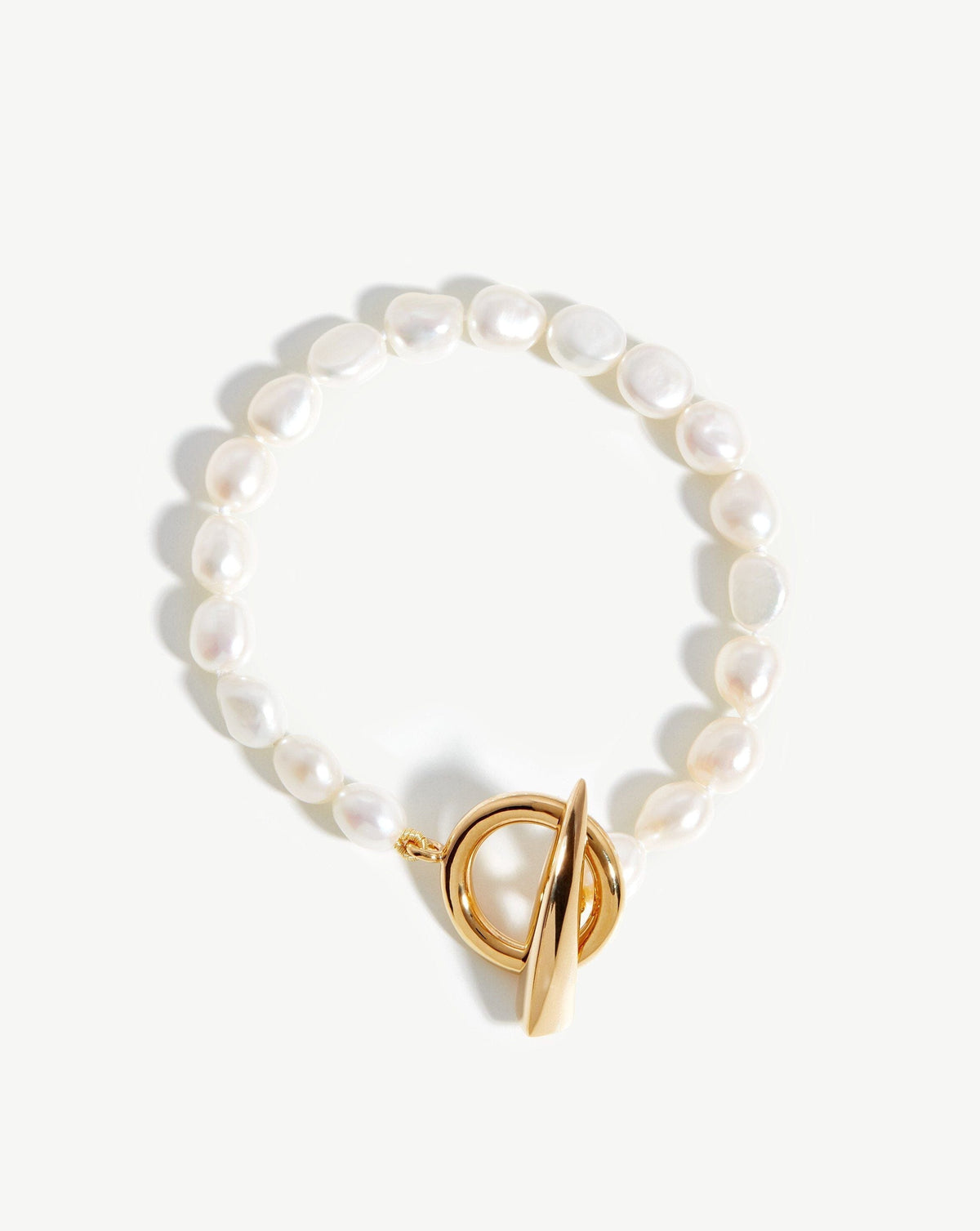 Baroque Pearl Claw T Bar Bracelet 18ct Vermeil Pearl