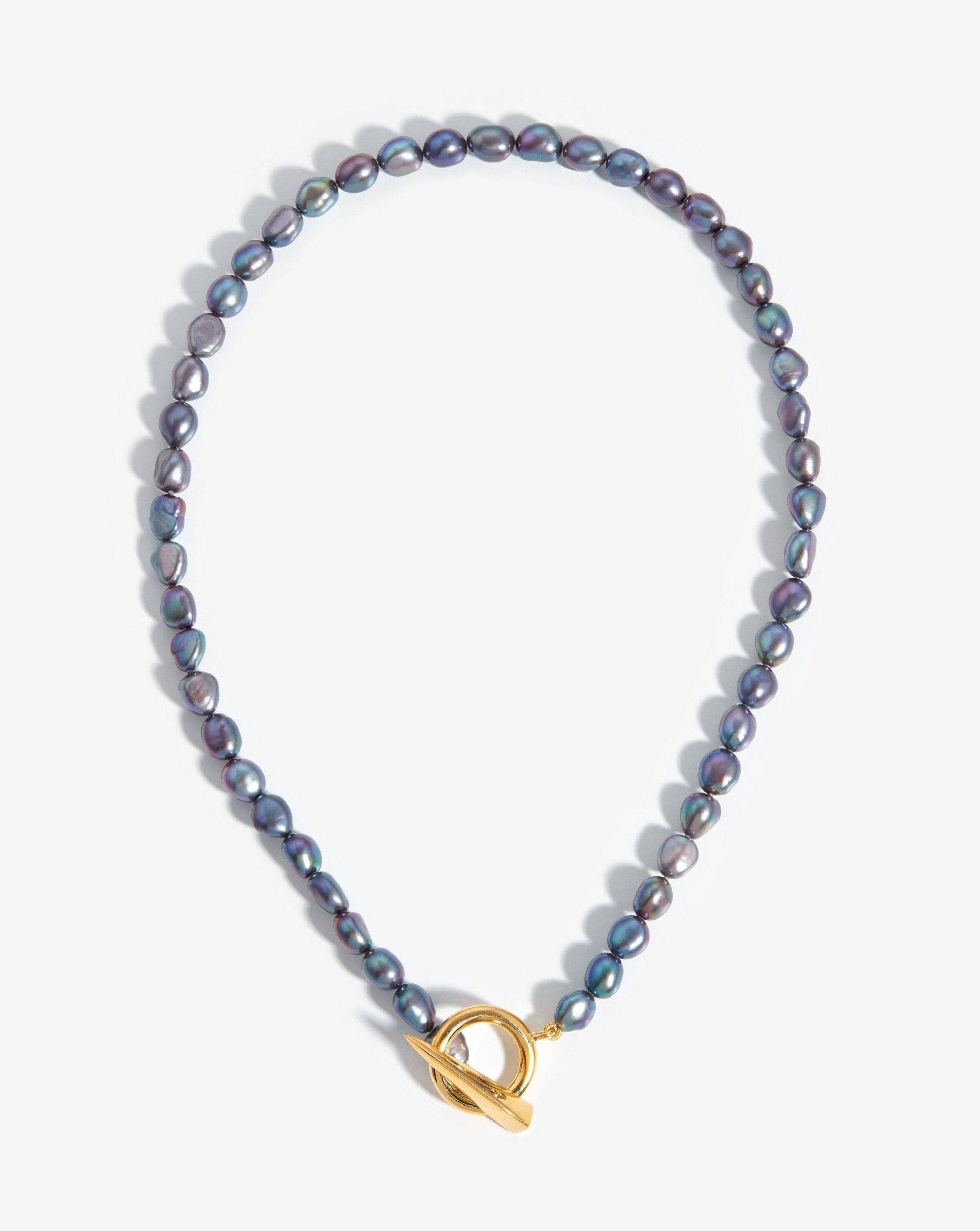 Baroque Pearl Claw T-Bar Necklace | 18ct Gold Plated Vermeil/Peacock Pearl Necklaces Missoma 