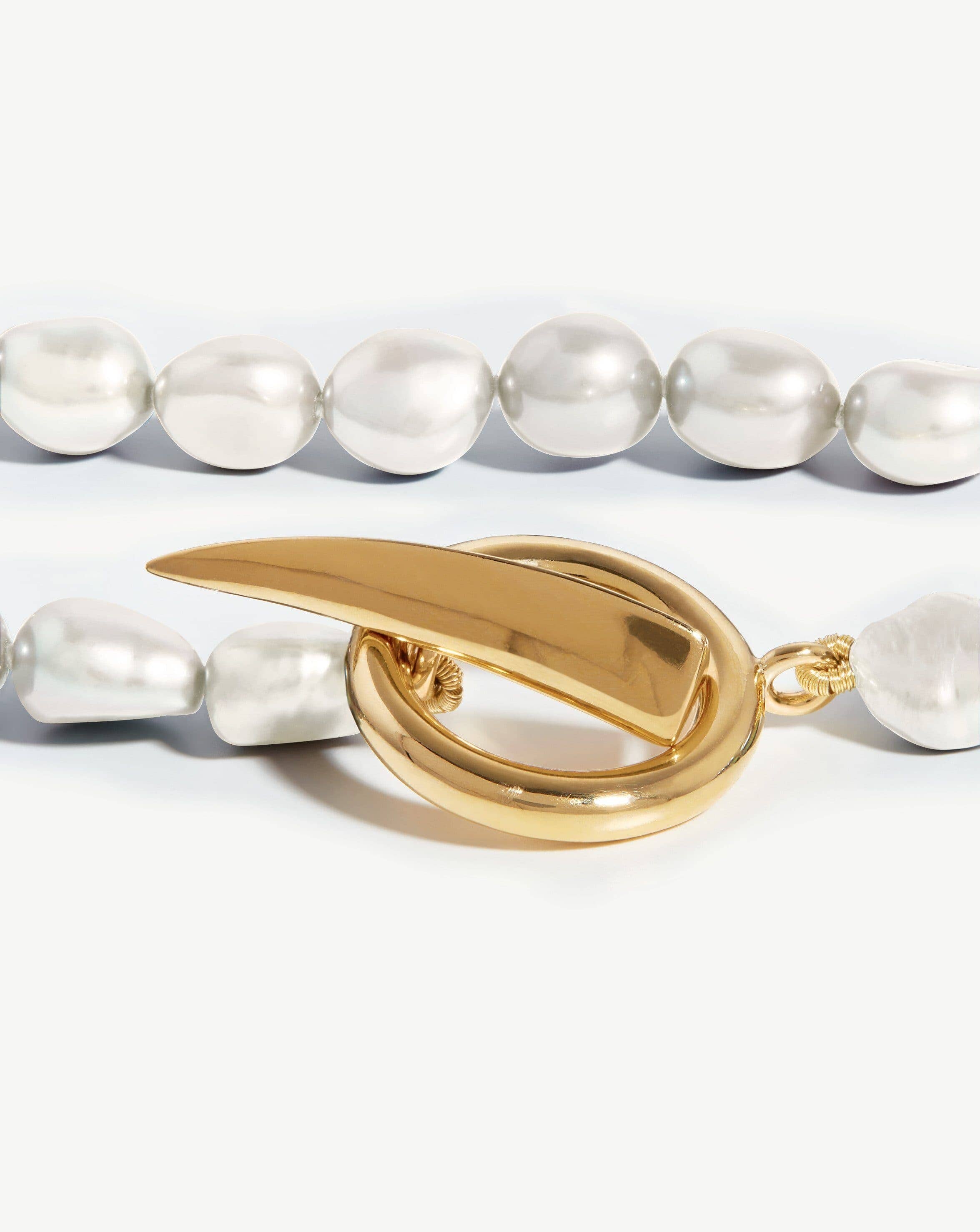 Baroque Pearl Claw T-Bar Necklace | 18ct Gold Plated Vermeil/Pearl Necklaces Missoma 