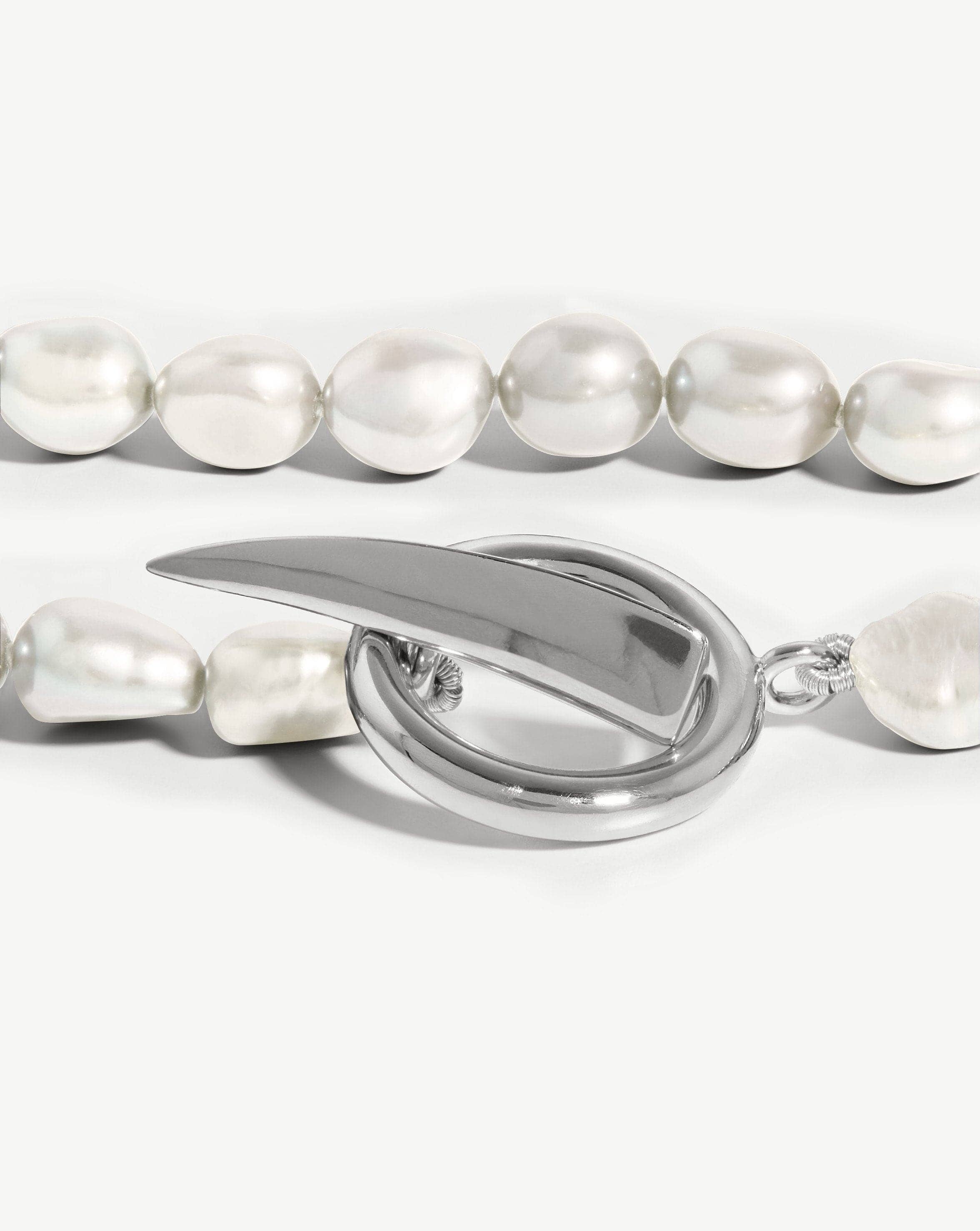 Baroque Pearl Claw T-Bar Necklace | Sterling Silver/Pearl Necklaces Missoma 