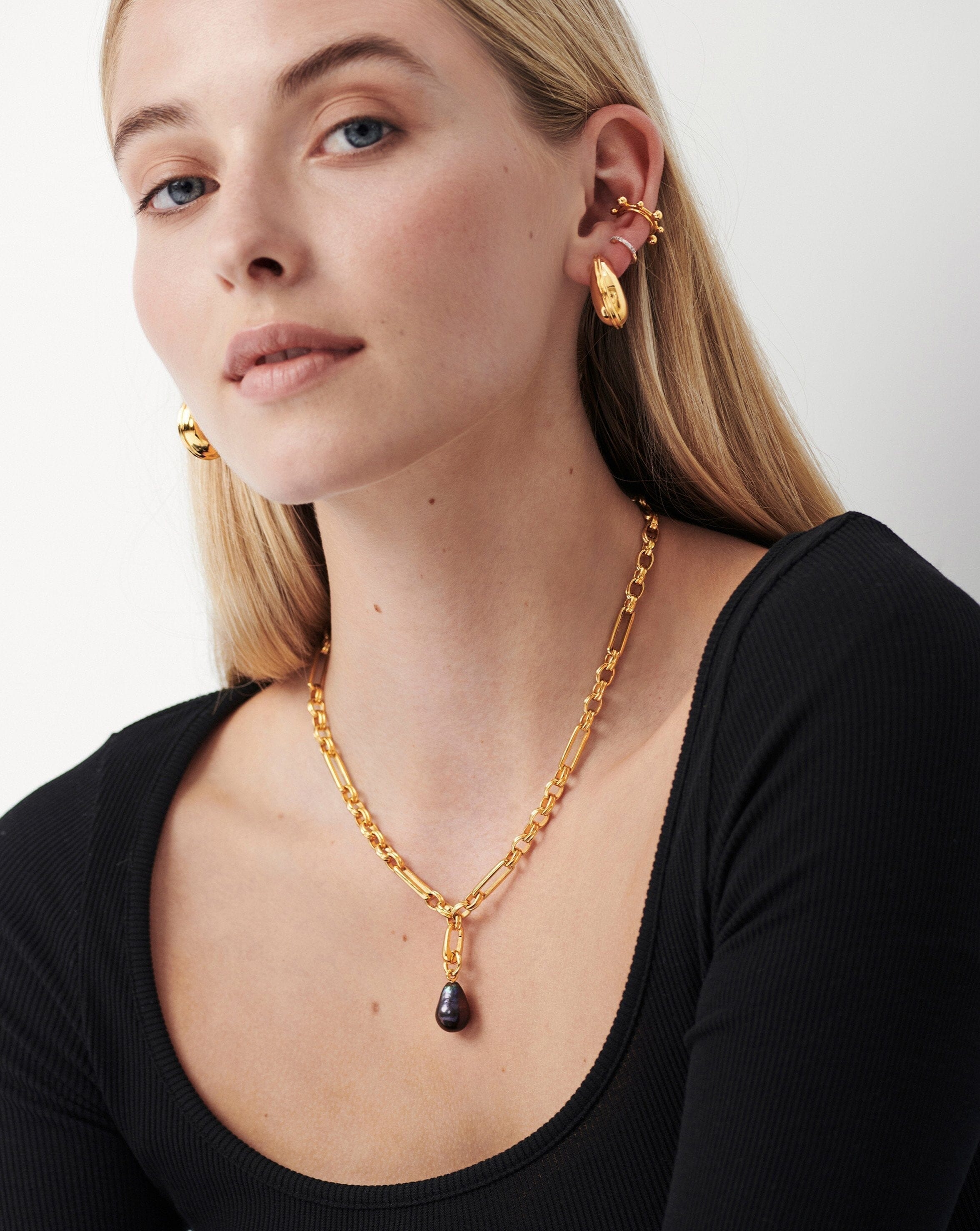 Baroque Pearl Clip-On Pendant | 18ct Gold Plated/Grey Pearl Charms & Pendants Missoma 
