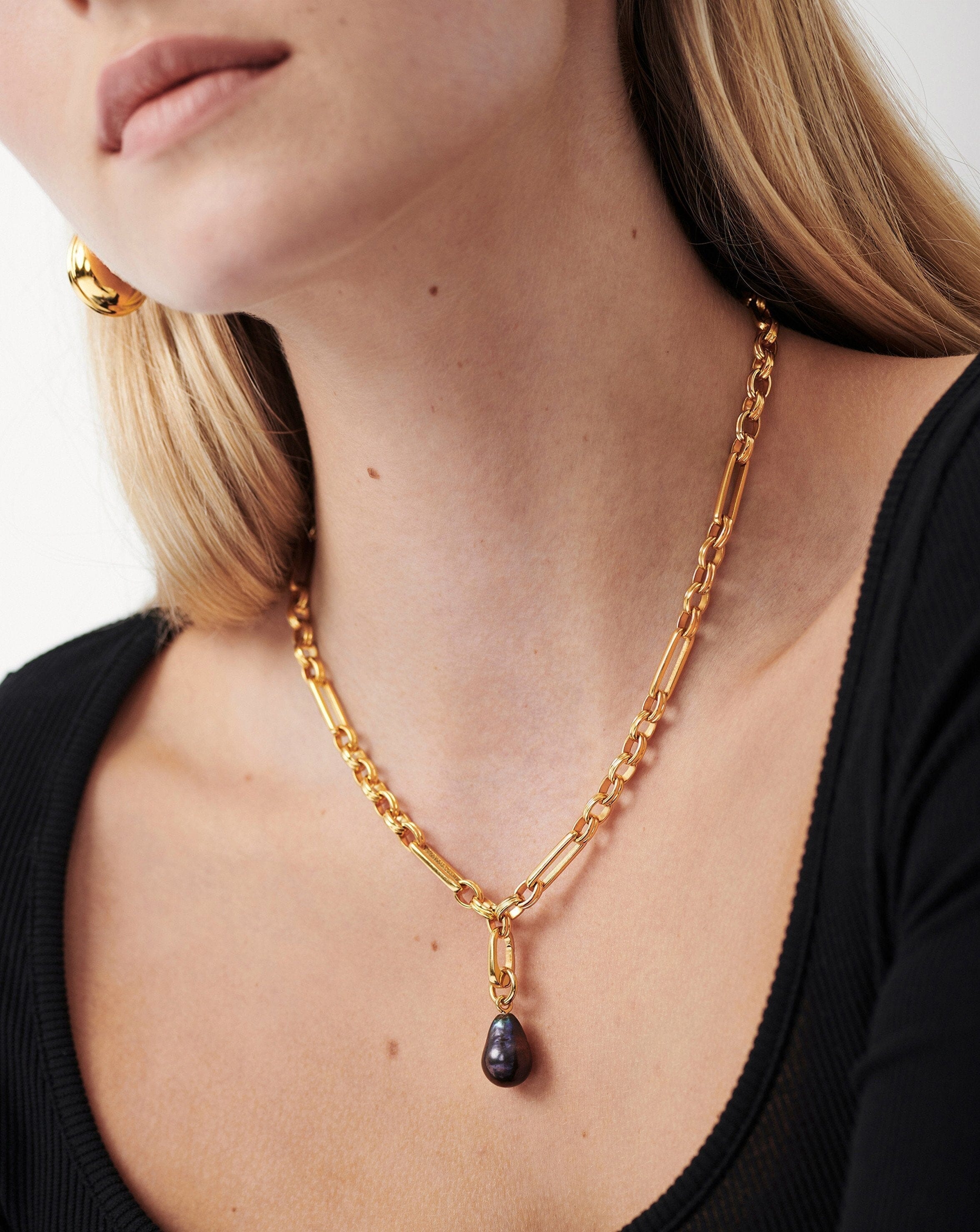 Baroque Pearl Clip-On Pendant | 18ct Gold Plated/Grey Pearl Charms & Pendants Missoma 
