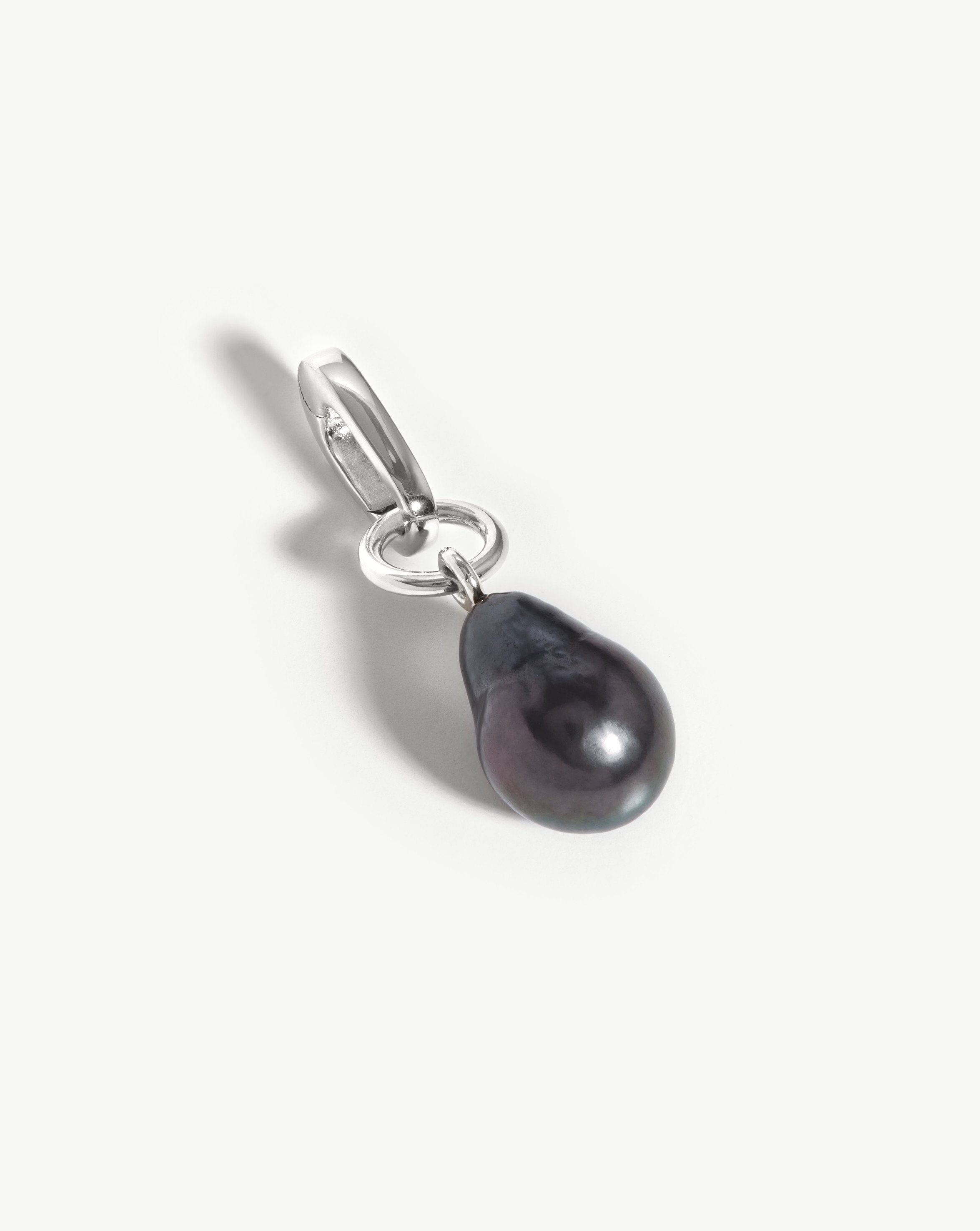 Baroque Pearl Clip-On Pendant | Silver Plated/Grey Pearl Charms & Pendants Missoma 
