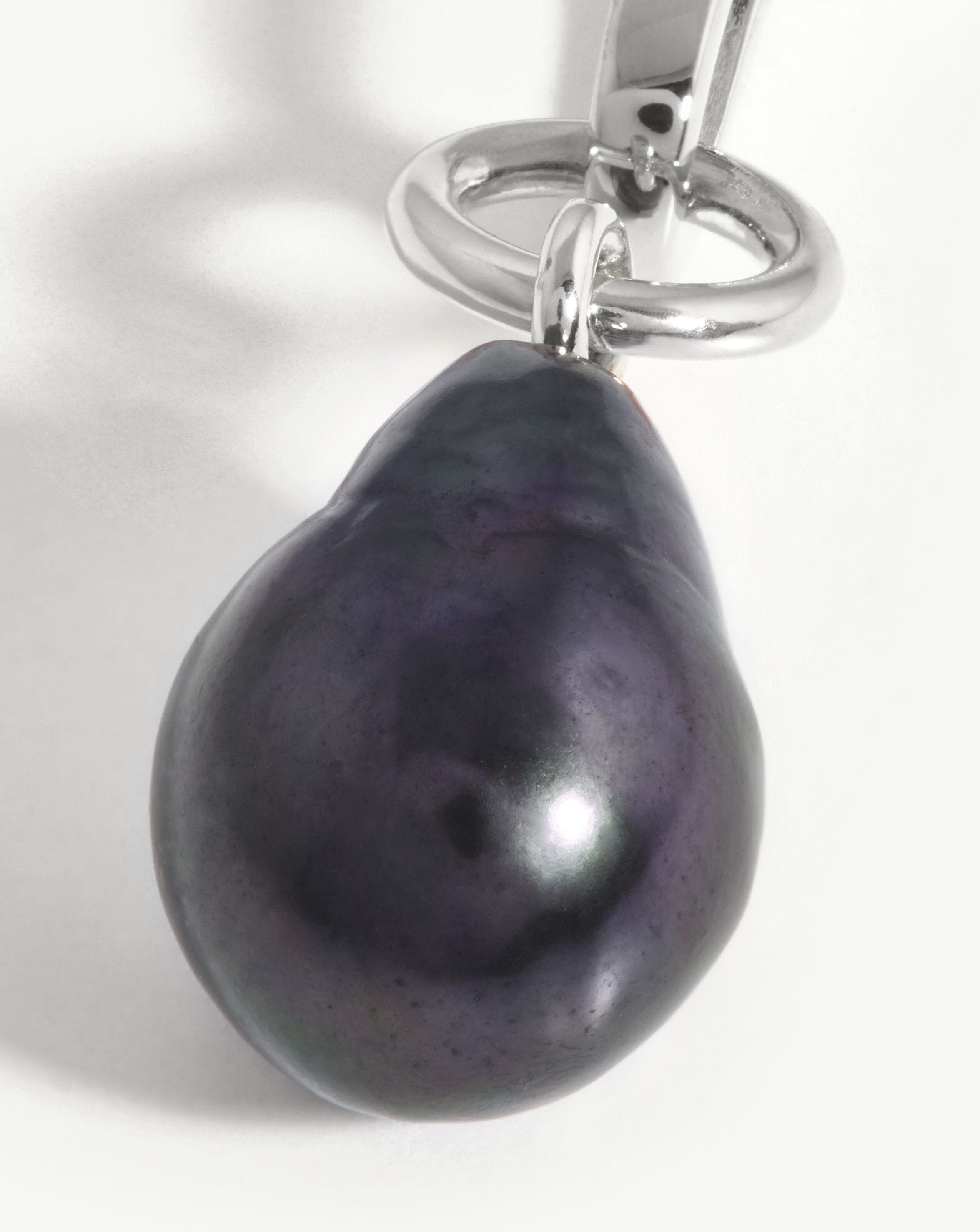 Baroque Pearl Clip-On Pendant | Silver Plated/Grey Pearl Charms & Pendants Missoma 