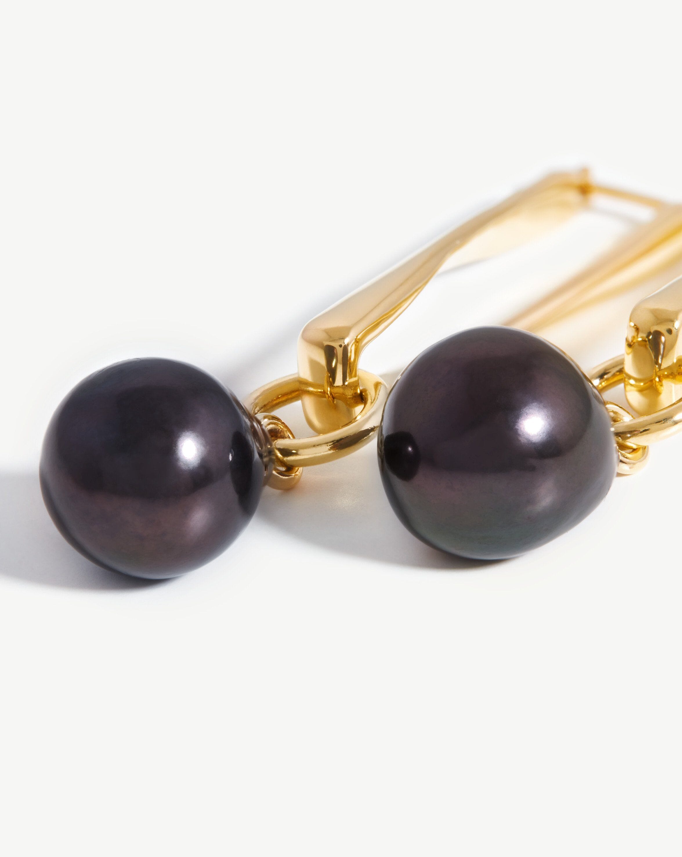 Baroque Pearl Twisted Drop Earrings | 18ct Gold Plated/Grey Pearl Earrings Missoma 
