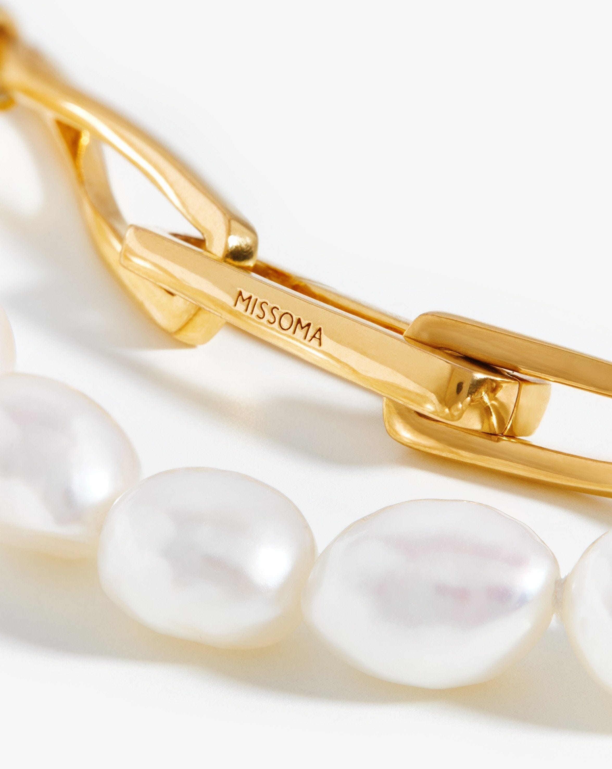 Baroque Pearl Twisted Link Bracelet | 18ct Gold Plated/Pearl Bracelets Missoma 