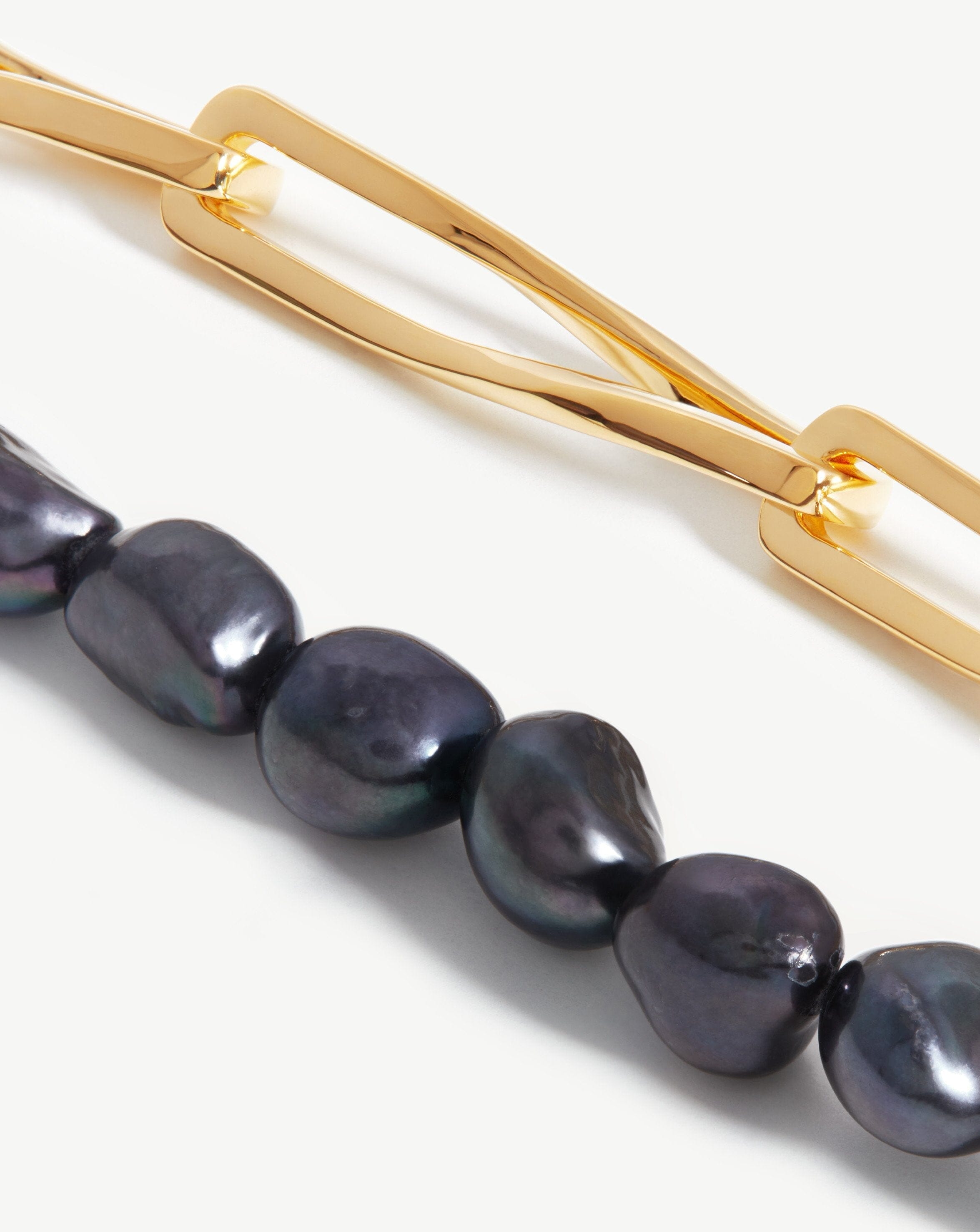 Baroque Pearl Twisted Link Necklace | 18ct Gold Plated/Grey Pearl Necklaces Missoma 