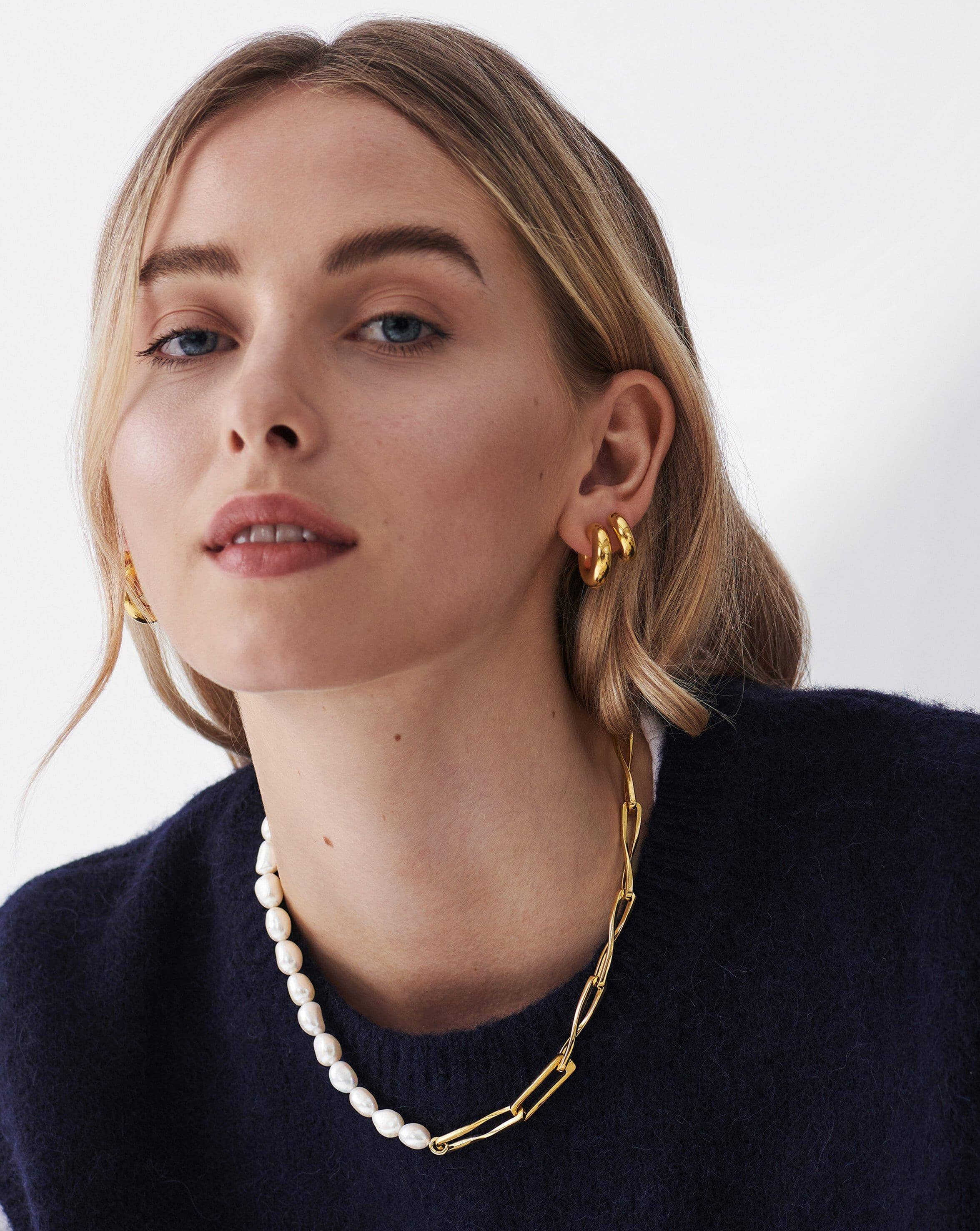Baroque Pearl Twisted Link Necklace | 18ct Gold Plated/Pearl Necklaces Missoma 