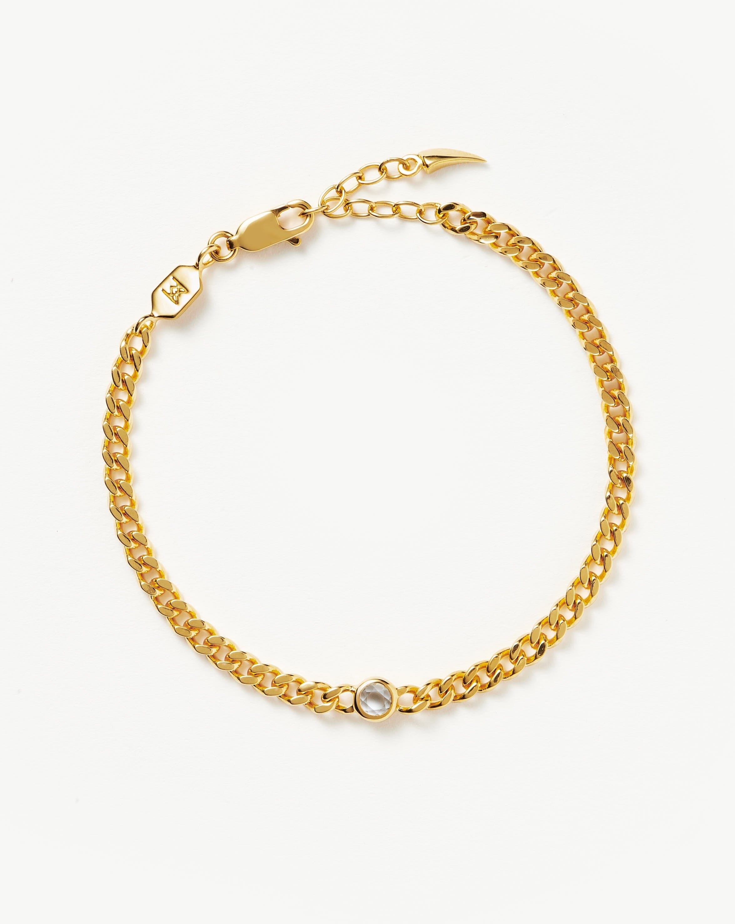 Birthstone Chain Bracelet - April | 18ct Gold Plated Vermeil/Crystal ...