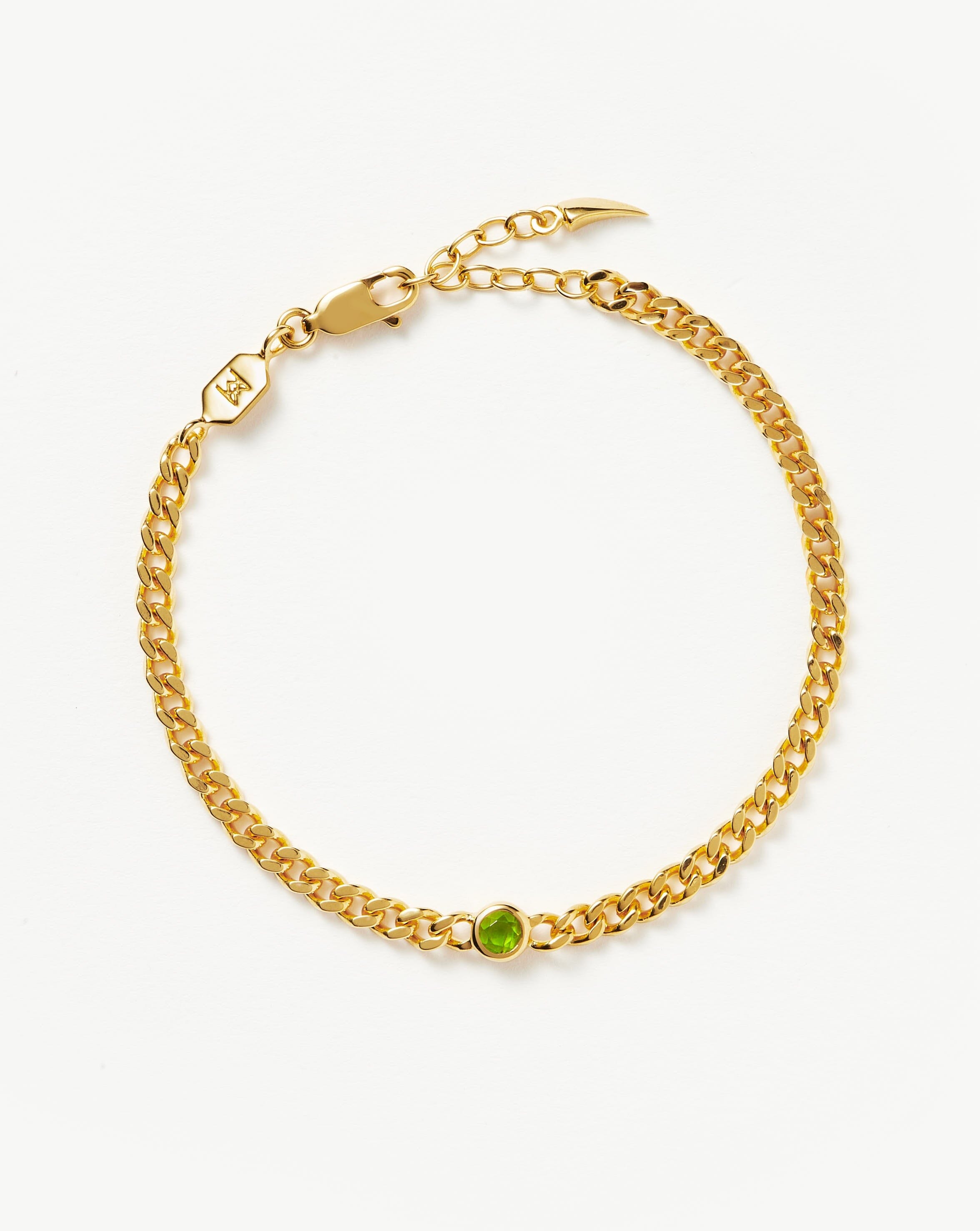 Birthstone Chain Bracelet - August | 18ct Gold Plated Vermeil/Peridot ...
