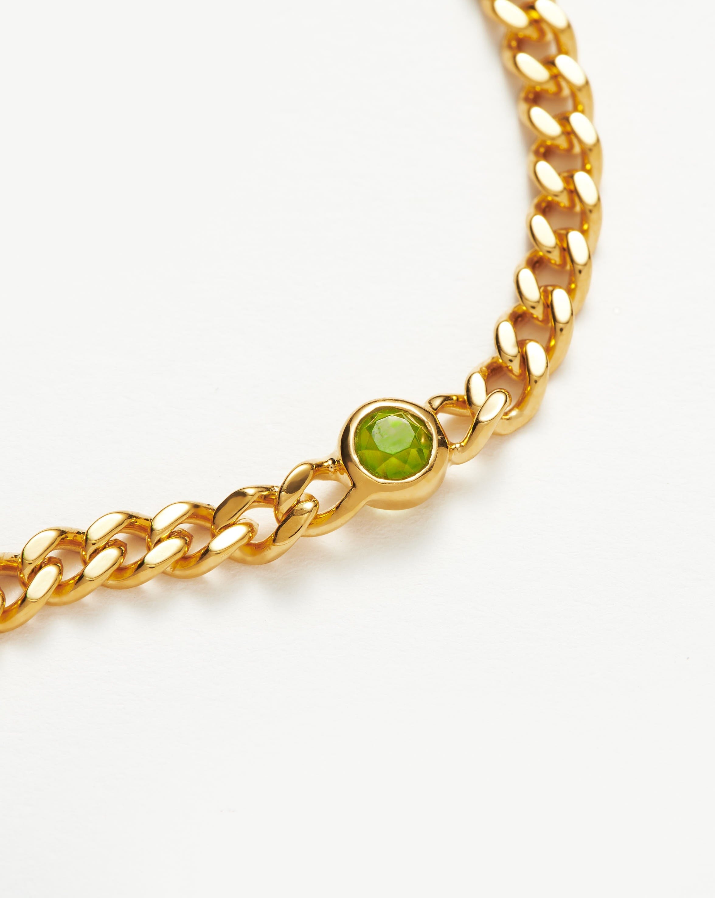 Birthstone Chain Bracelet - August | 18ct Gold Plated Vermeil/Peridot Bracelets Missoma 