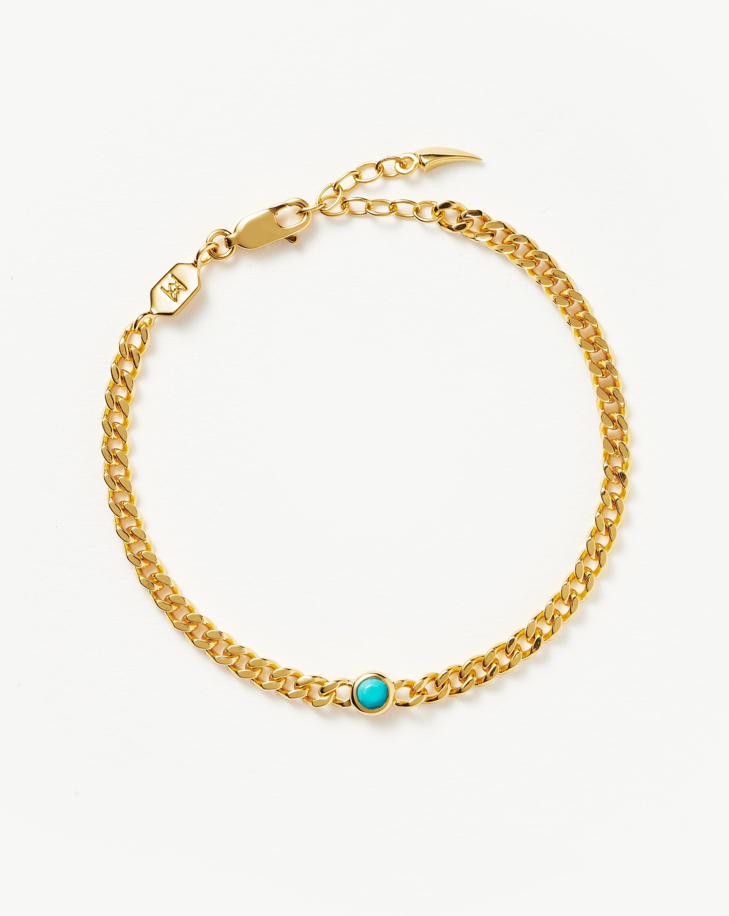 Birthstone Chain Bracelet - December | 18ct Gold Plated Vermeil/Turquo ...