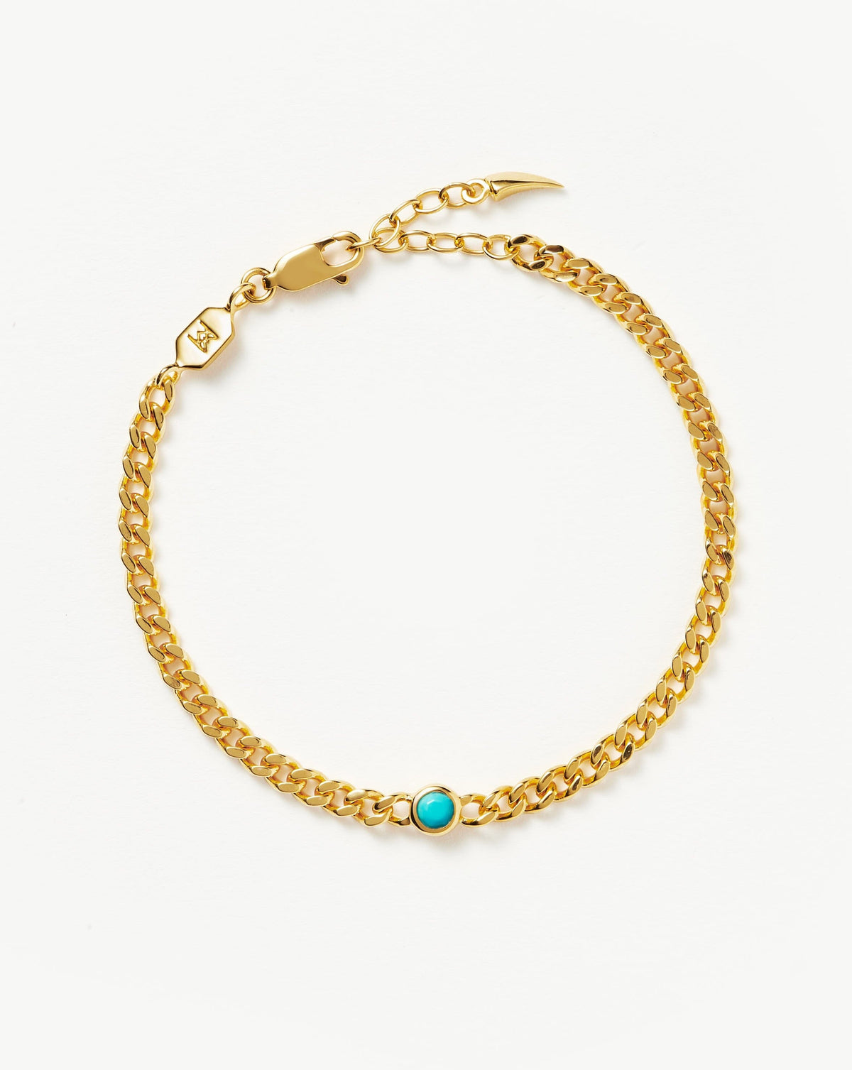 December Birthstone Chain Bracelet 18ct Plated Vermeil Turquoise
