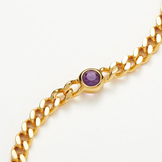 Birthstone Chain Bracelet - February | 18ct Gold Plated Vermeil/Amethyst Bracelets Missoma 