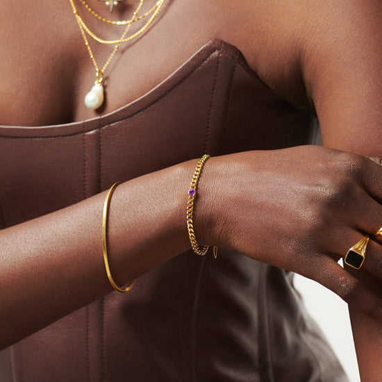 Birthstone Chain Bracelet - February | 18ct Gold Plated Vermeil/Amethyst Bracelets Missoma 