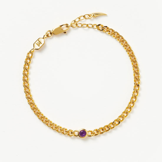 Birthstone Chain Bracelet - February | 18ct Gold Plated Vermeil/Amethyst Bracelets Missoma 