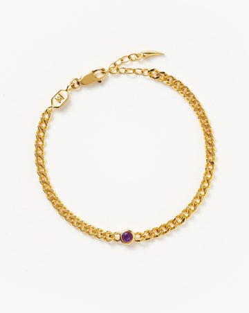Birthstone Chain Bracelet - February | 18ct Gold Plated Vermeil/Amethyst Bracelets Missoma 