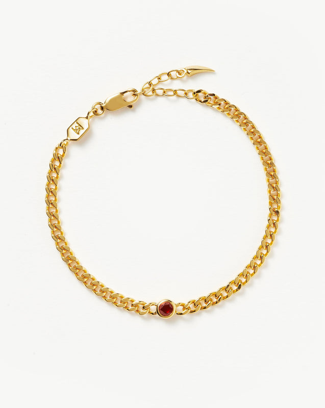 January Birthstone Chain Bracelet | 18ct Gold Plated Vermeil/Garnet