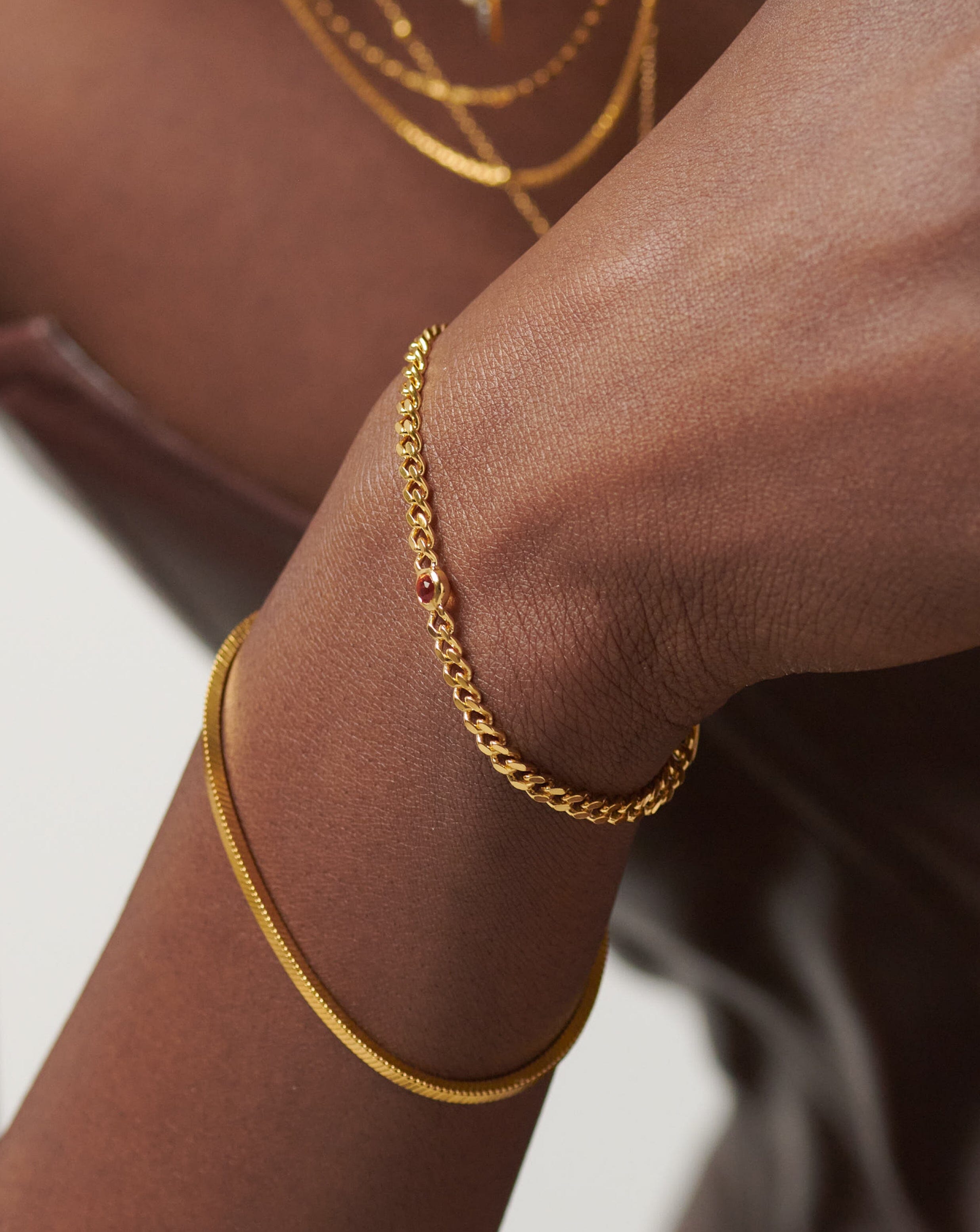 Birthstone Chain Bracelet - January | 18ct Gold Plated Vermeil/Garnet Bracelets Missoma 