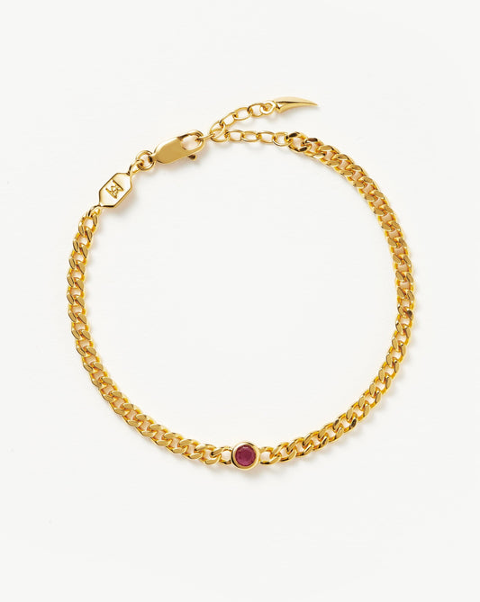Birthstone Chain Bracelet - July | 18ct Gold Plated Vermeil/Ruby Bracelets Missoma 