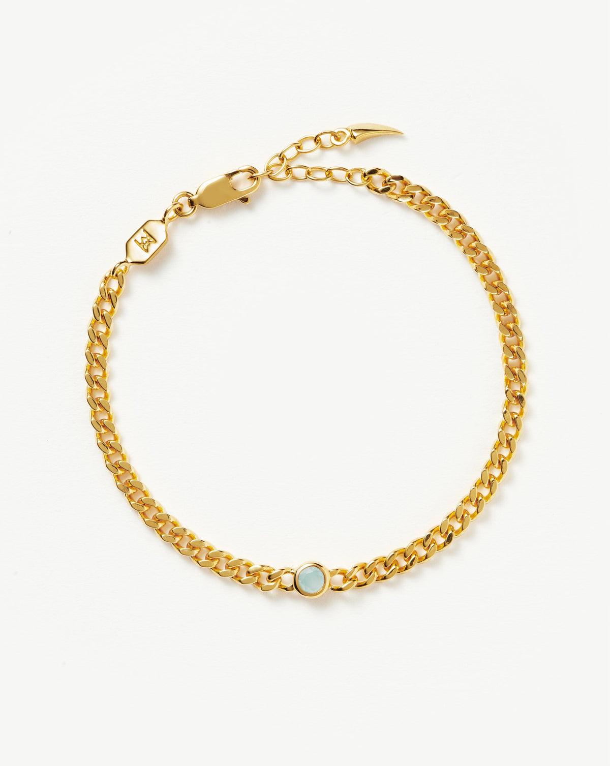 March Birthstone Chain Bracelet 18ct Plated Vermeil Milky Aquamarine
