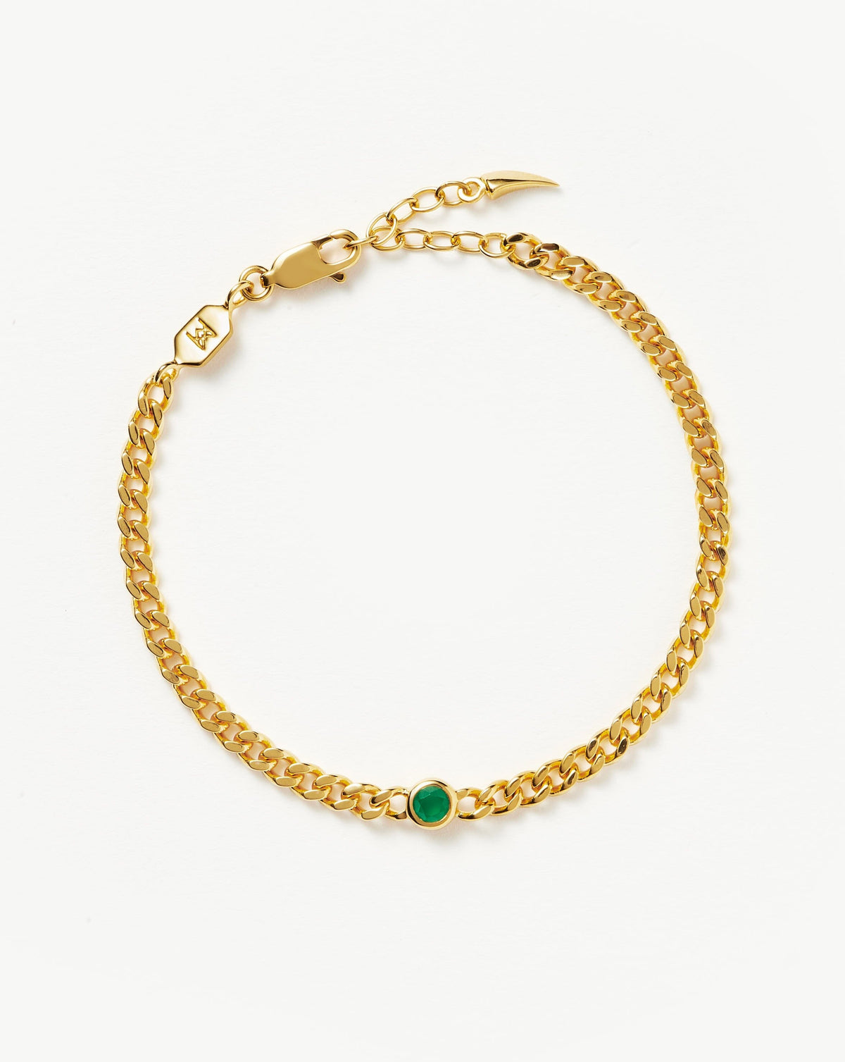 May Birthstone Chain Bracelet 18ct Plated Vermeil Green Onyx