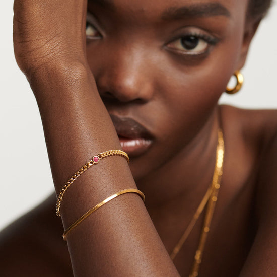 Birthstone Chain Bracelet - October | 18ct Gold Plated Vermeil/Pink Tourmaline Bracelets Missoma 