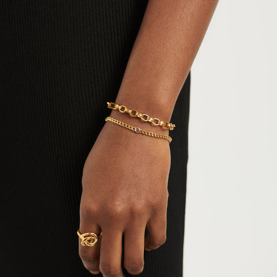 Birthstone Chain Bracelet - October | 18ct Gold Plated Vermeil/Pink Tourmaline Bracelets Missoma 