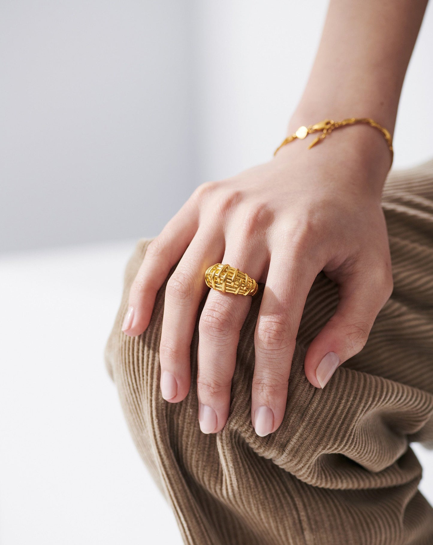 Bombe Raffia Ring | 18ct Gold Plated Rings Missoma 
