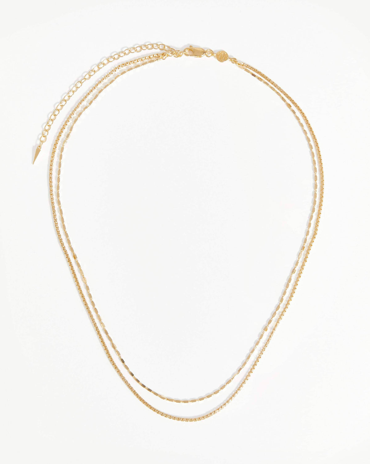 Box Link Double Chain Necklace 18ct Vermeil