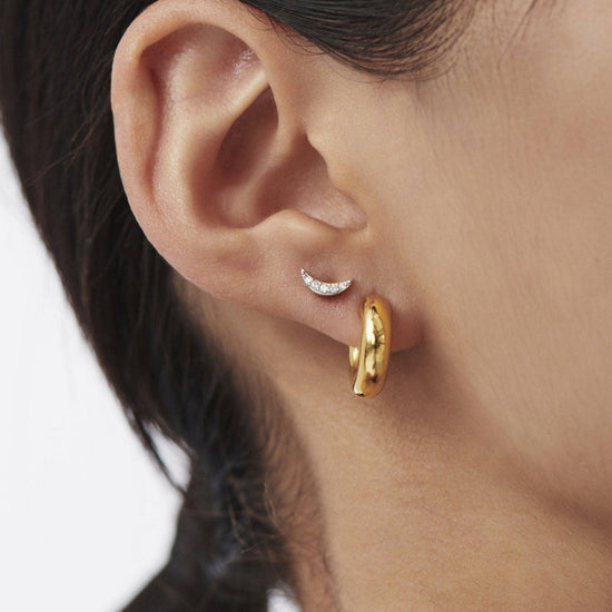 Celestial Pave Moon Stud Earrings | 18ct Gold Plated Vermeil/Cubic Zirconia Earrings Missoma 