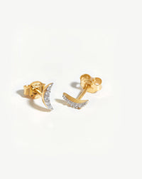 Celestial Pave Moon Stud Earrings | 18ct Gold Plated Vermeil/Cubic Zirconia Earrings Missoma 