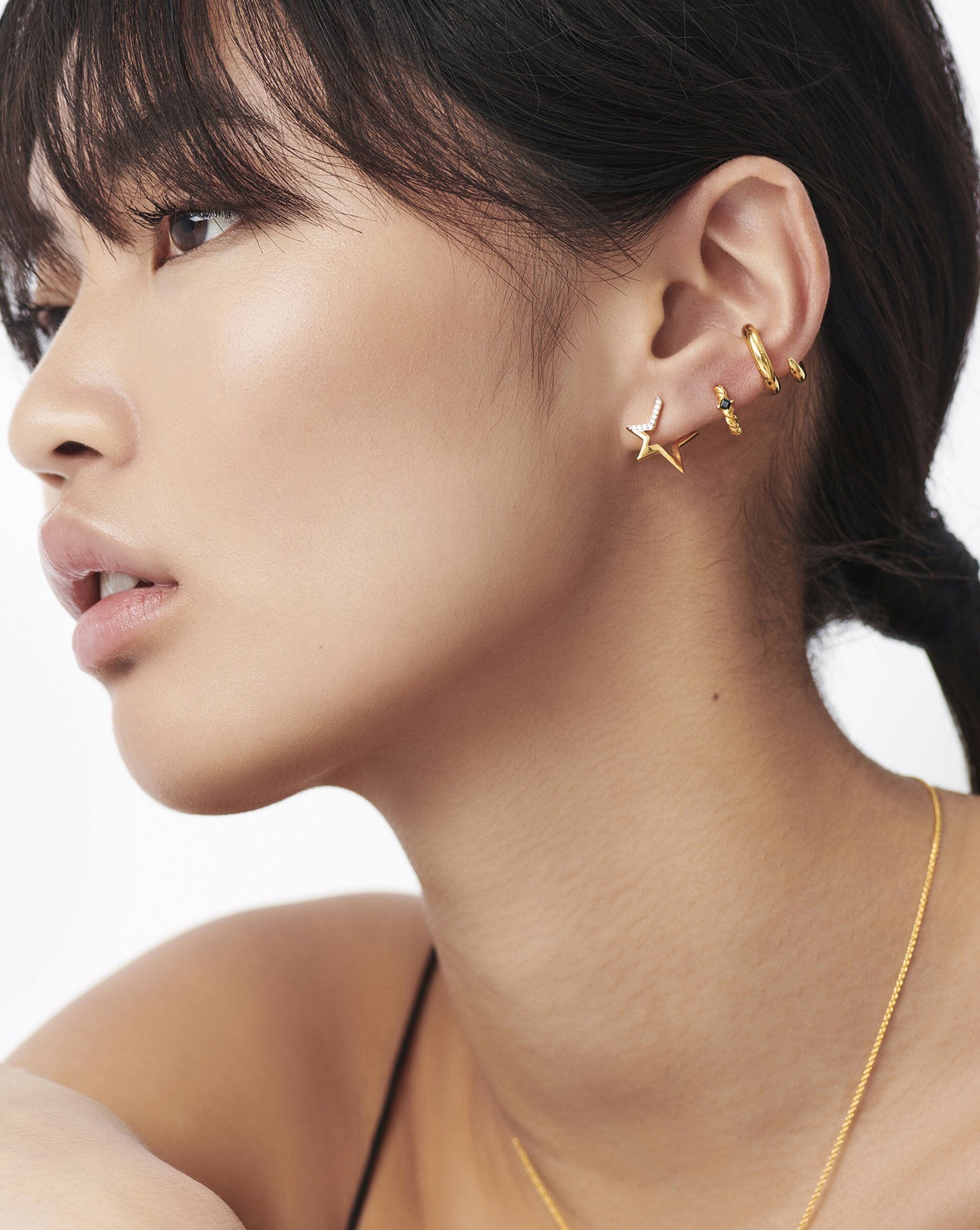 Celestial Pave Star Huggies 18ct Gold Plated Vermeil Cubic