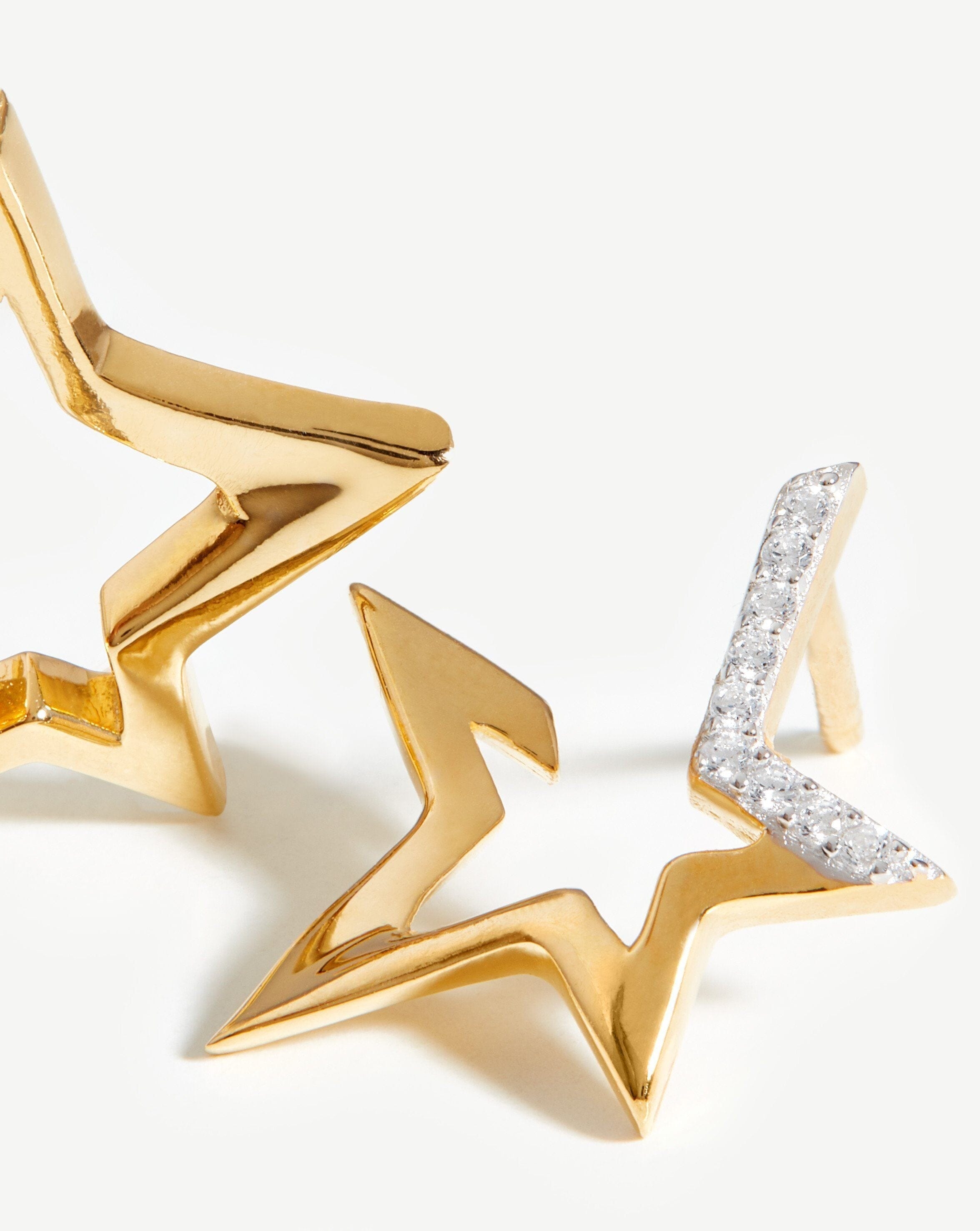 Celestial Pave Star Huggies | 18ct Gold Plated Vermeil/Cubic Zirconia Earrings Missoma 