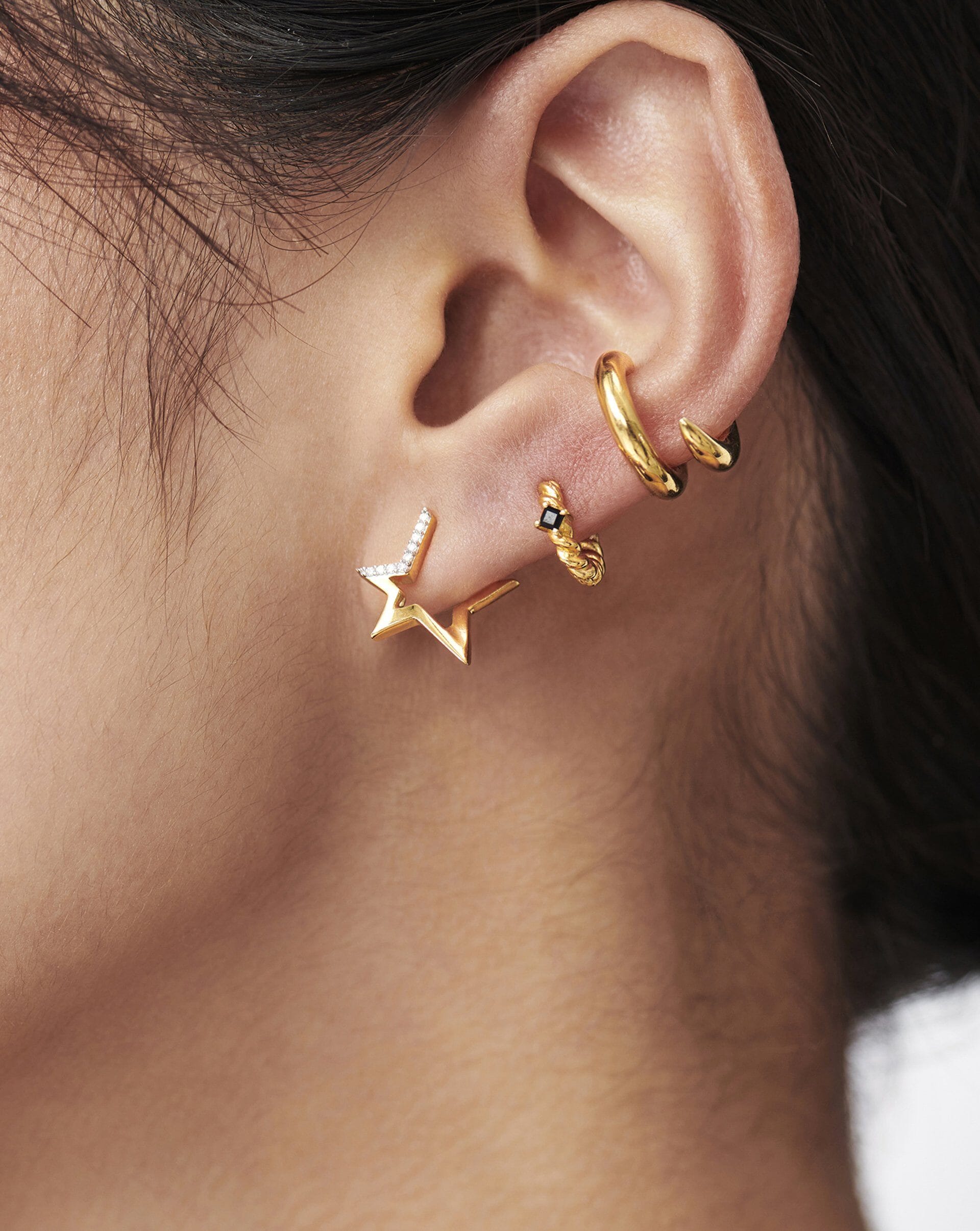 Celestial Pave Star Huggies | 18ct Gold Plated Vermeil/Cubic Zirconia Earrings Missoma 