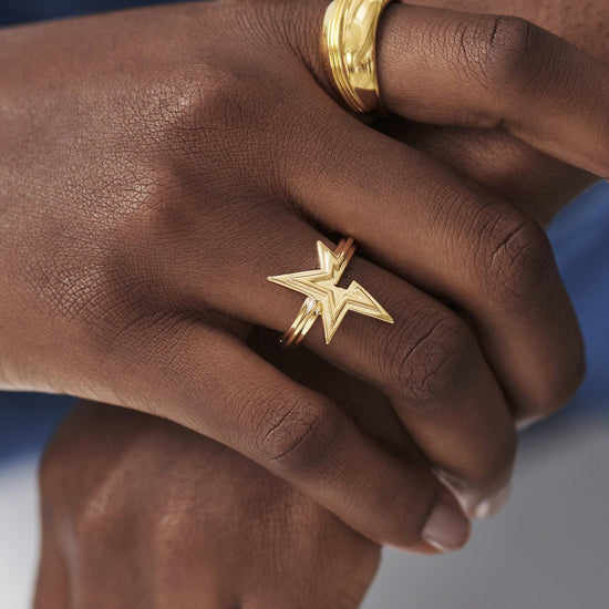 Celestial Ridge Star Ring | 18ct Gold Plated Vermeil Rings Missoma 