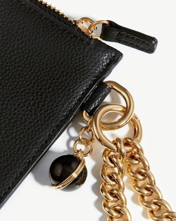 Chain Wristlet Leather Pouch | 18ct Gold Plated/Recycled Black Leather Accessories Missoma 