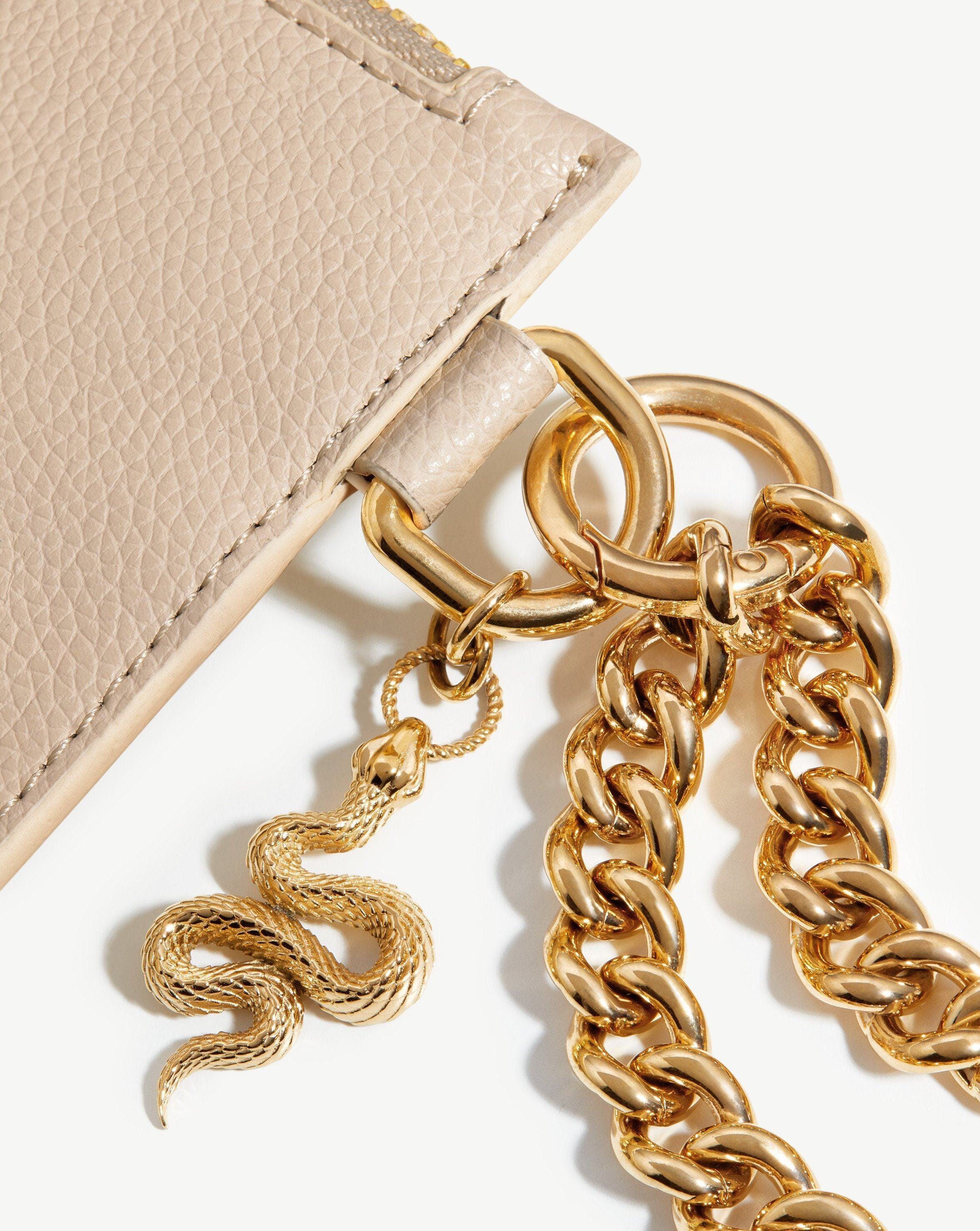 Chain Wristlet Leather Pouch | 18ct Gold Plated/Recycled Cream Leather Accessories Missoma 