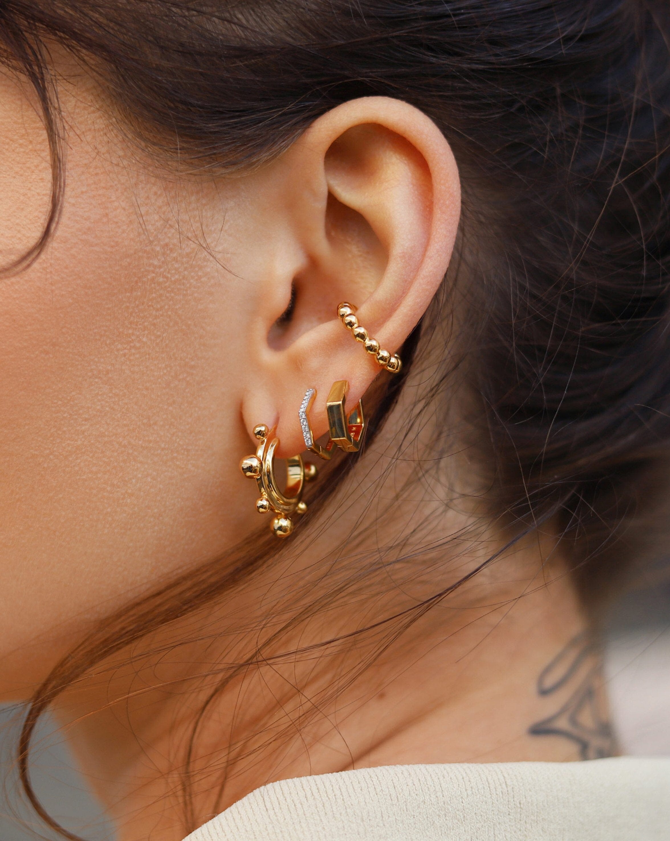 Chubby Hex Huggies | 18ct Gold Plated Vermeil Earrings Missoma 