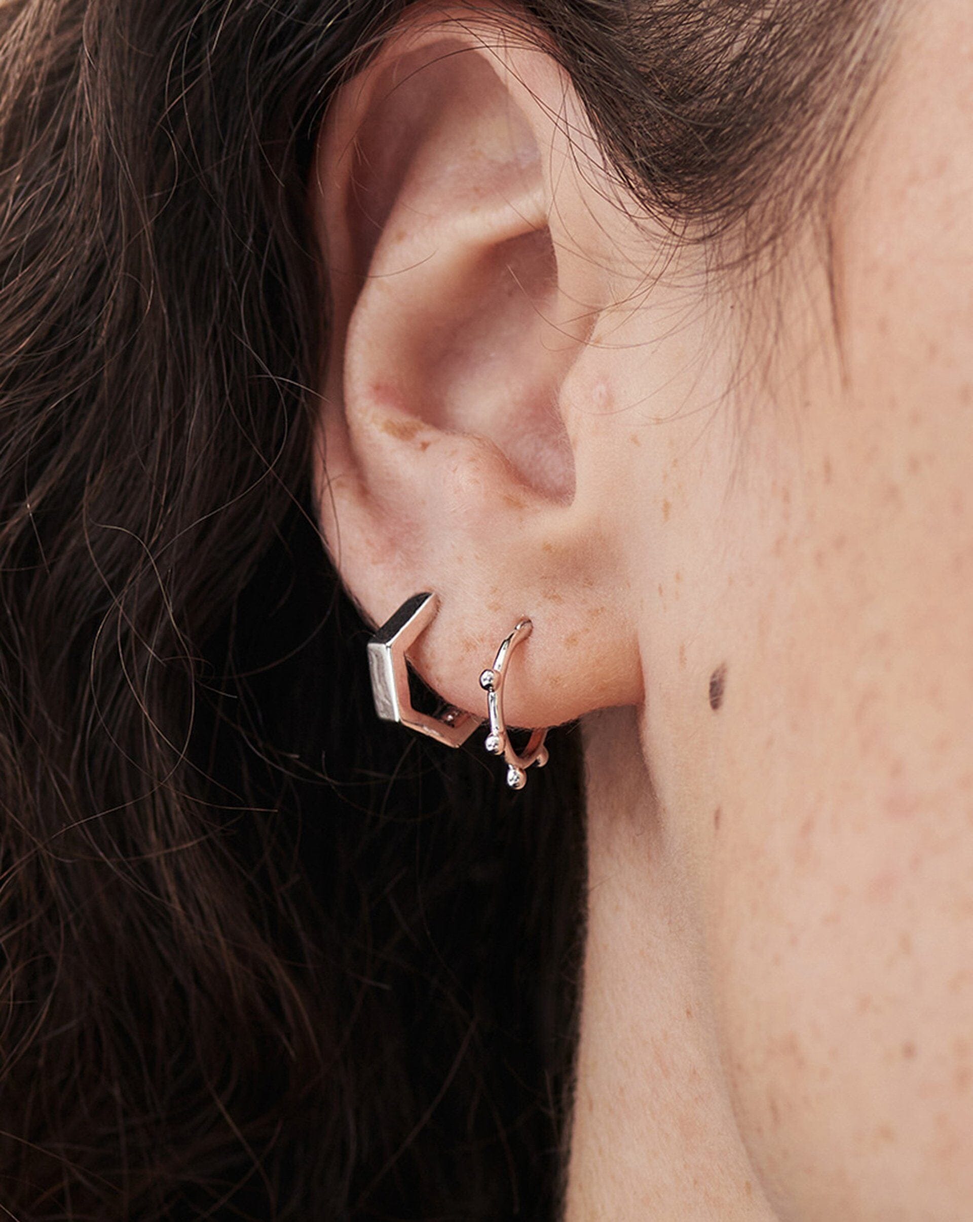 Chubby Hex Huggies | Sterling Silver Earrings Missoma 