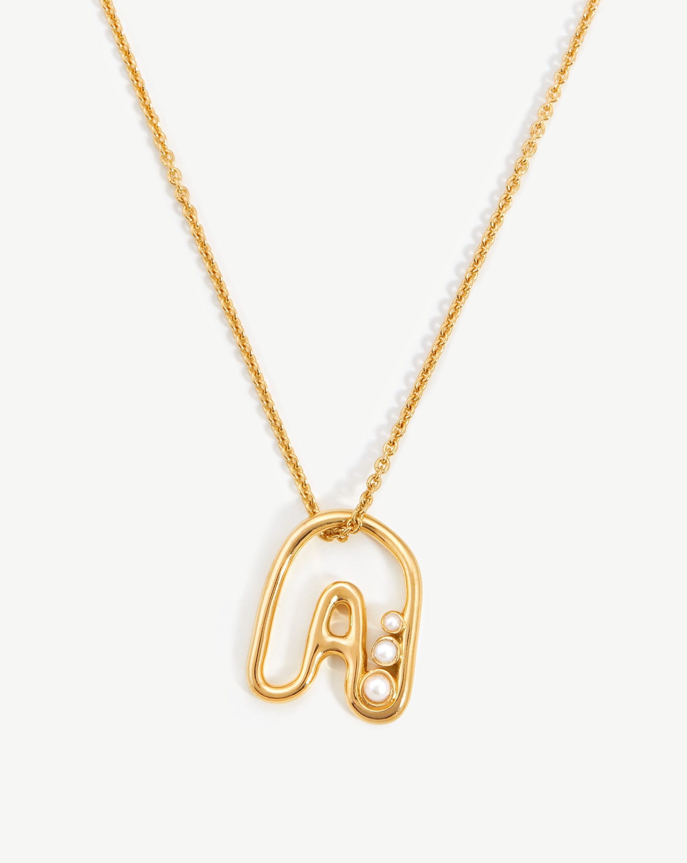 Chubby Pearl Initial Pendant Necklace - Initial A | 18ct Gold Plated Vermeil/Pearl Necklaces Missoma 