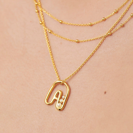 Chubby Pearl Initial Pendant Necklace - Initial A | 18ct Gold Plated Vermeil/Pearl Necklaces Missoma 