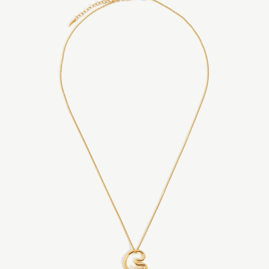 Chubby Pearl Initial Pendant Necklace - Initial C | 18ct Gold Plated Vermeil/Pearl Necklaces Missoma 
